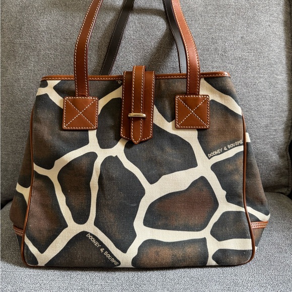 Dooney & Bourke Giraffe Print Brown and Cream Shoulder Bag - Picture 1 of 11
